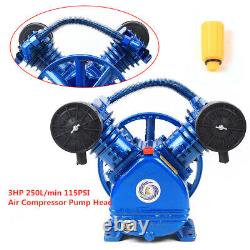 2200W 115PSI 2 Piston 3HP Twin Cylinder V Style Air Compressor Head Pump 1050rpm