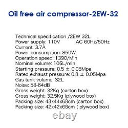 32L 115PSI Dental Medical Air Compressor Silent Noiseless Air Compressor Oilless