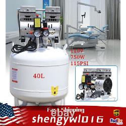 Dental 40L Medical Air Compressor Silent Air Compressor Oilless 115PSI 0.75KW