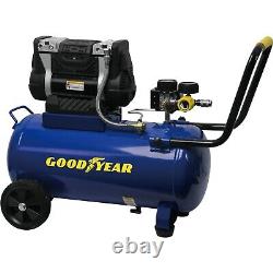 Goodyear 8 Gallon Quiet Oil-Free Air Portable Compressor with Handle & Wheels LNT