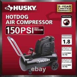 Husky Portable Air Compressor Tank Hotdog 8 Gal 150 PSI Oil Free Bike Tire Balls