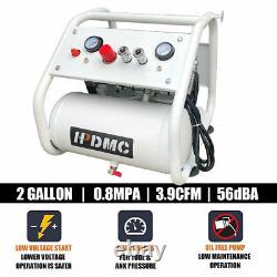 Oil-Less Air Compressor Duel Outlet 110V/650With6.5A 4cfm@125psi 2Gal Tank