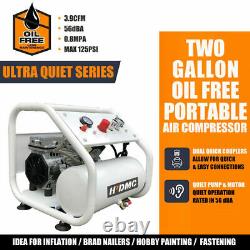 Oil-Less Air Compressor Duel Outlet 110V/650With6.5A 4cfm@125psi 2Gal Tank