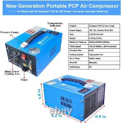 Portable PCP Air Compressor 4500Psi/30Mpa Water/Oil-Free 12V 110V Paintball tank