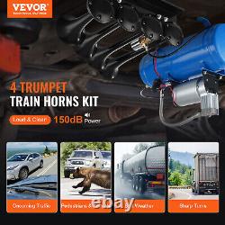 Train Horns Kit 4 Trumpet Air Horn Kit 120 psi Air Compressor 1.6 Gal Tank