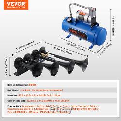 Train Horns Kit 4 Trumpet Air Horn Kit 120 psi Air Compressor 1.6 Gal Tank