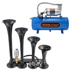 Train Horns Kit 4 Trumpet Air Horn Kit 120 psi Air Compressor 1.6 Gal Tank