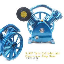 Twin-Cylinder Air Compressor Pump Motor Head Double Stage V Style 5 HP 175 PSI