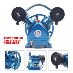 1 Étape 2HP 2 cylindres Moteur compresseur d'air pneumatique Pompe à air Tête 115PSI 1500W