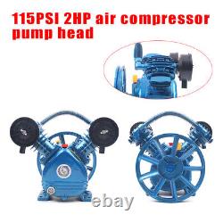 1 Étape 2HP 2 cylindres Moteur compresseur d'air pneumatique Pompe à air Tête 115PSI 1500W