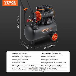 Compresseur d'air VEVOR 6,3 gallons 1450W 3,35 CFM @ 90 PSI 70 dB ultra silencieux sans huile