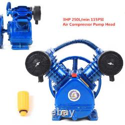 Compresseur d'air à deux pistons en V de 3HP, 2200W, 115PSI, tête de pompe à 1050 tr/min