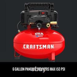 Compresseur d'air à piston CRAFTSMAN de 6 gallons, portable, sans huile, électrique, avec une pression maximale de 150 PSI