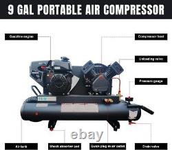 Compresseur d'air à piston horizontal 6,5 HP 125Psi 12Cfm réservoir double empilé de 9 gallons
