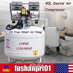 Compresseur d'air médical dentaire silencieux Compresseur d'air sans huile 115PSI 0.75KW 110V